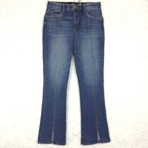 Mac And Me Womens Jeans Split Hem Straight Leg Blue Denim Front Seam Mid Rise 10